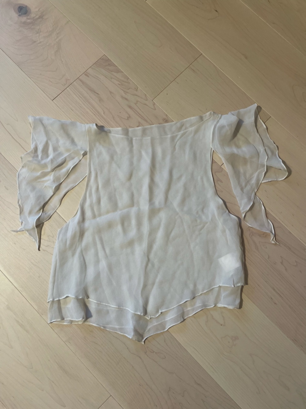 Ivory Sheer Flutter Sleeve Blouse